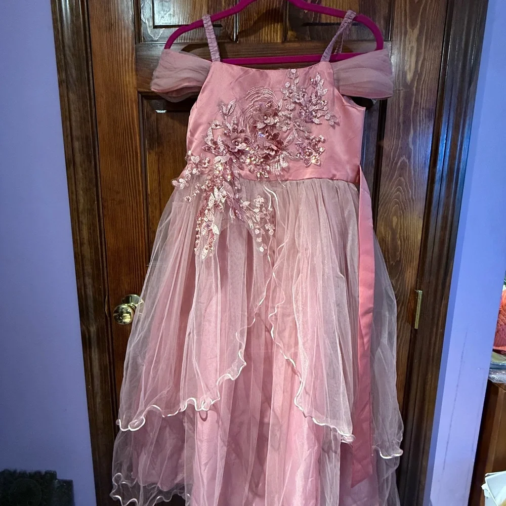 Elegant Pink Floral Dress kids